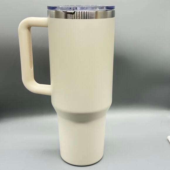 CRAVE 40 Oz Insulated Large Capacity Cup Tumbler Handle Straws - Ivory - Picture 2 of 9